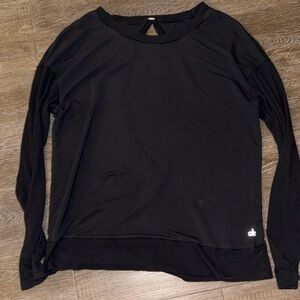 Alo Long Sleeve Open Back Crew Sweatshirt Long Sleeve Top size Medium Black
